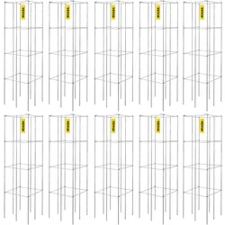 VEVOR Tomatenkäfige, 30 x 30 x 117 cm, 10er-Set quadratische Pflanzenstützkäfige, robuste, silberne Tomatentürme aus PVC-beschichtetem Stahl zum Klettern von Gemüse, Pflanzen, Blumen und Früchten