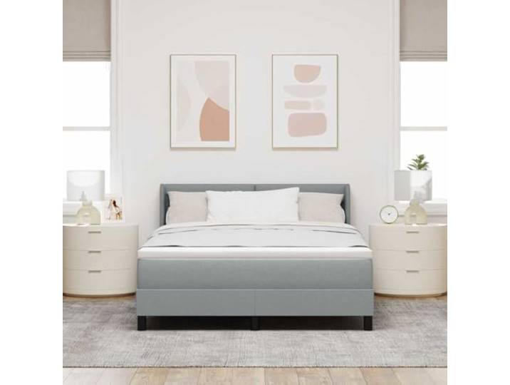 KTHLBRH Boxspringbett mit Kopfteil hellgrau 200 x 160 cm Modernes Design, gepolsterter Stoff, robuste Struktur, geeignet für Schlafzimmer