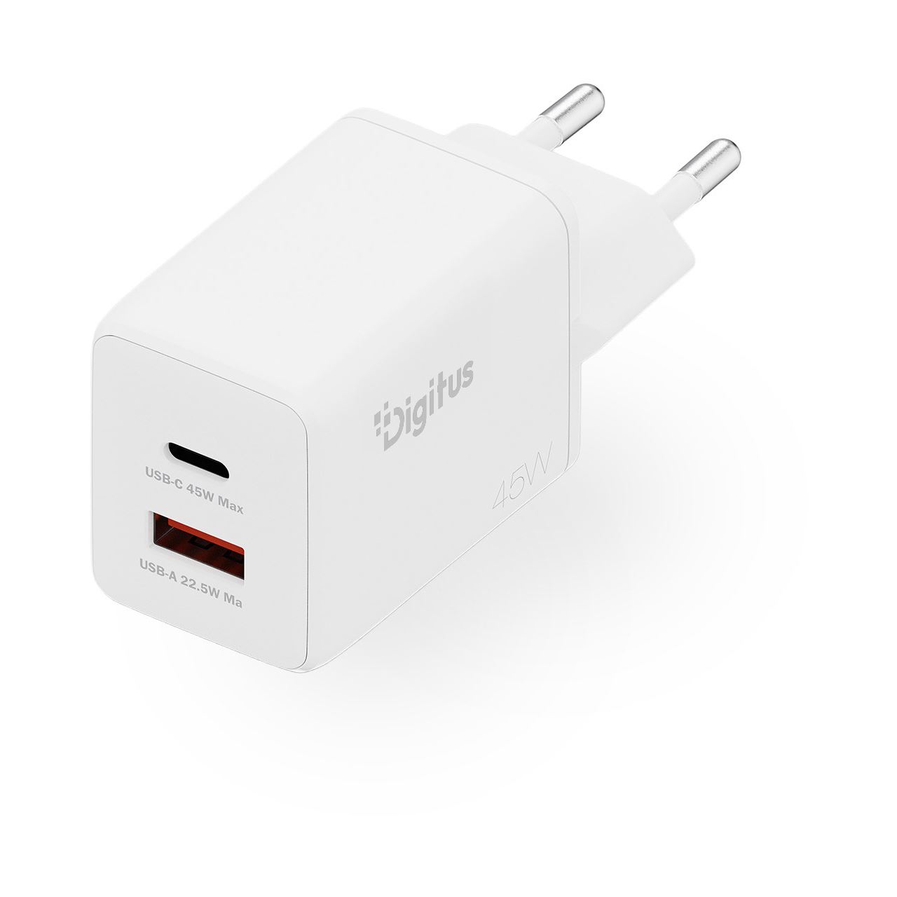 Digitus USB-Ladegerät GaN 45W, 1x USB-C, 1x USB-A weiss