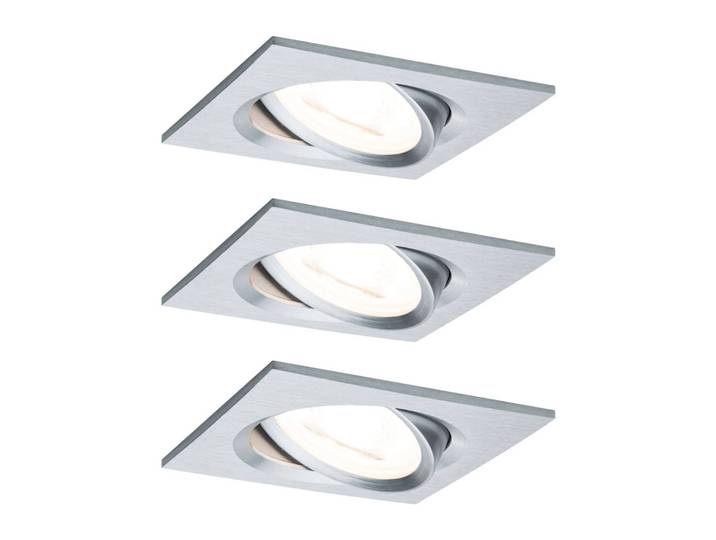 Paulmann 3er Spot Nova eckig schwenk/dimmbar, Alu Nova, dimmbar, alu / grau / zink, für Flurbereich, Aluminium, Modern, Einbauleuchte