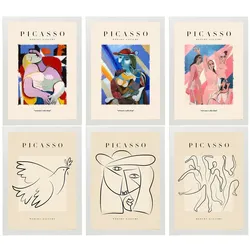 POSTER Set Mit 6 Illustrationen Von Pablo Picasso Skizzen A3 Weißer Rahmen