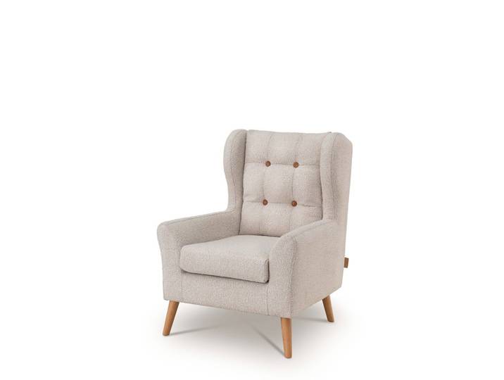 Ohrenbackensessel 'Bordeaux' Wildeiche Stoff beige
