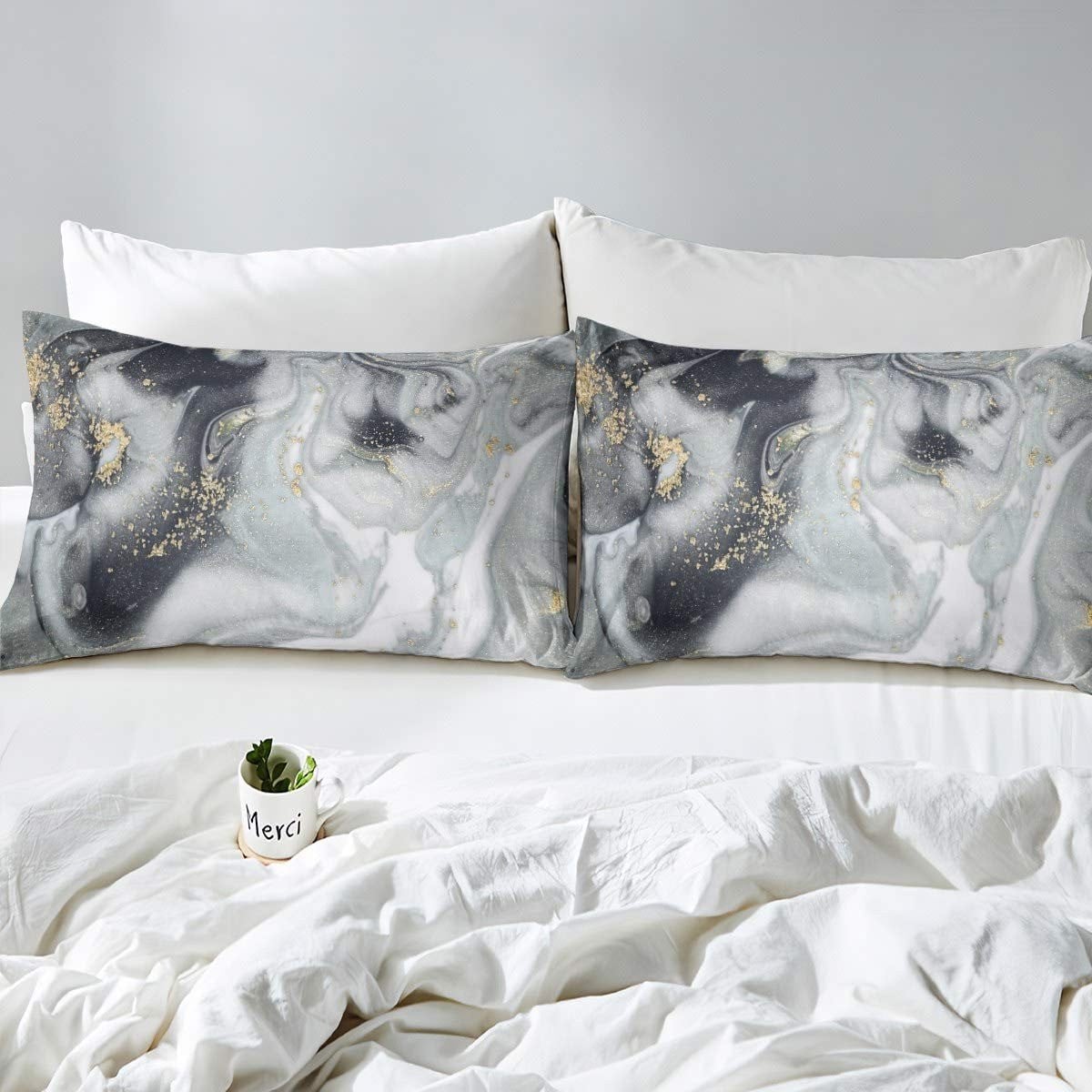 Solidchoice Grijs Marmer Duvet Cover Set voor Volwassenen en Kinderen