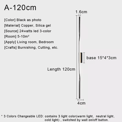 Inspire Curations Nordic Copper LED Mirror Wall Light Modern Bedside Sconce a 120cm
