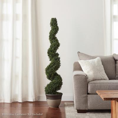 Pure Spiral Topiary Arrangement and Weighted Pot - Faux Boxwood