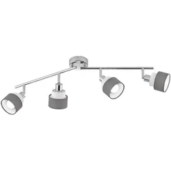 Deckenlampe Deckenstrahler Schlafzimmerleuchte Spotleiste 4-flammig, verstellbar, Stahl, chromfarben grau, 4x E14 Fassungen, LxBxH 85x20,2x9 cm