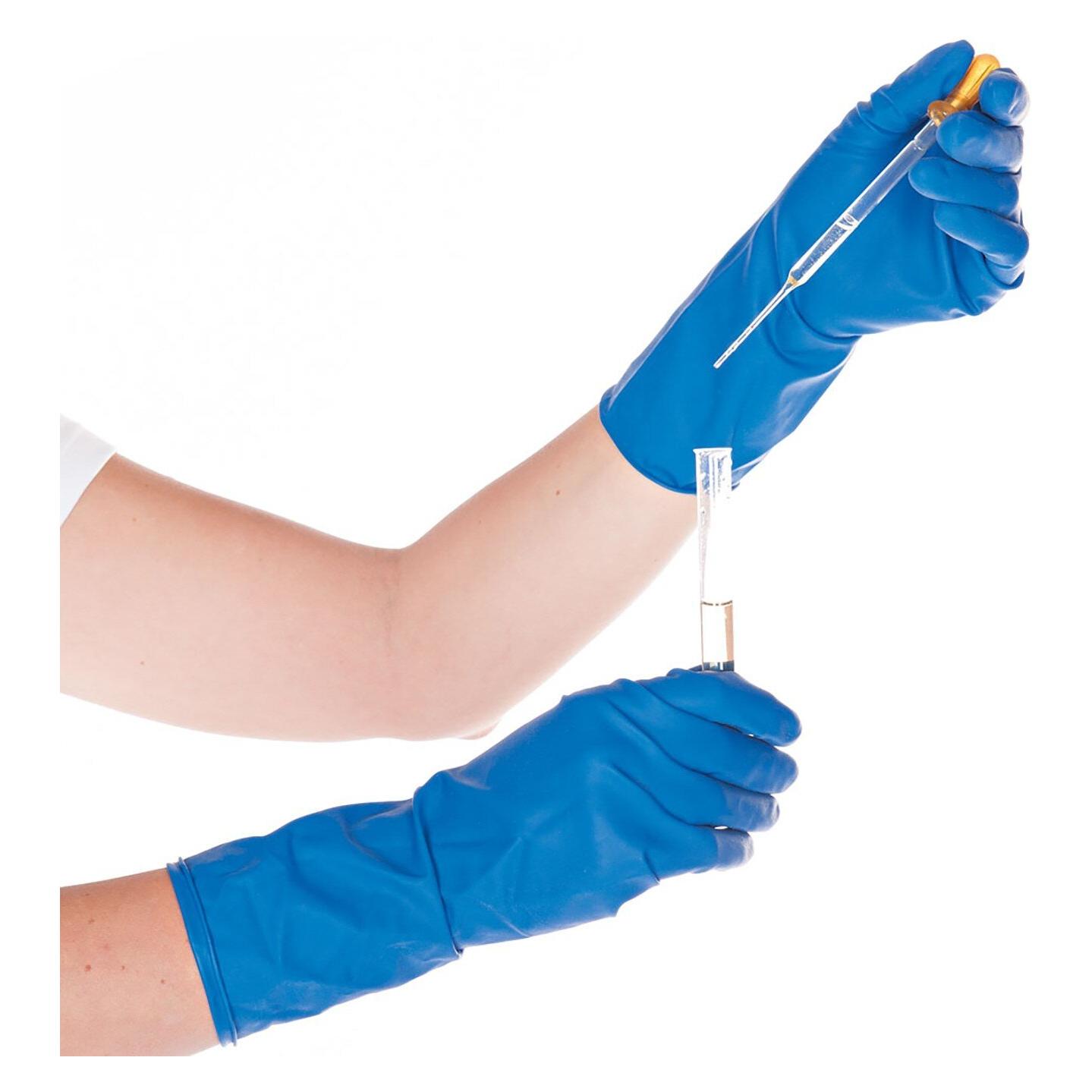 Hygostar Latex-Handschuh High Risk puderfrei L 28cm dunkelblau VE=50 Stück (L) (25034)