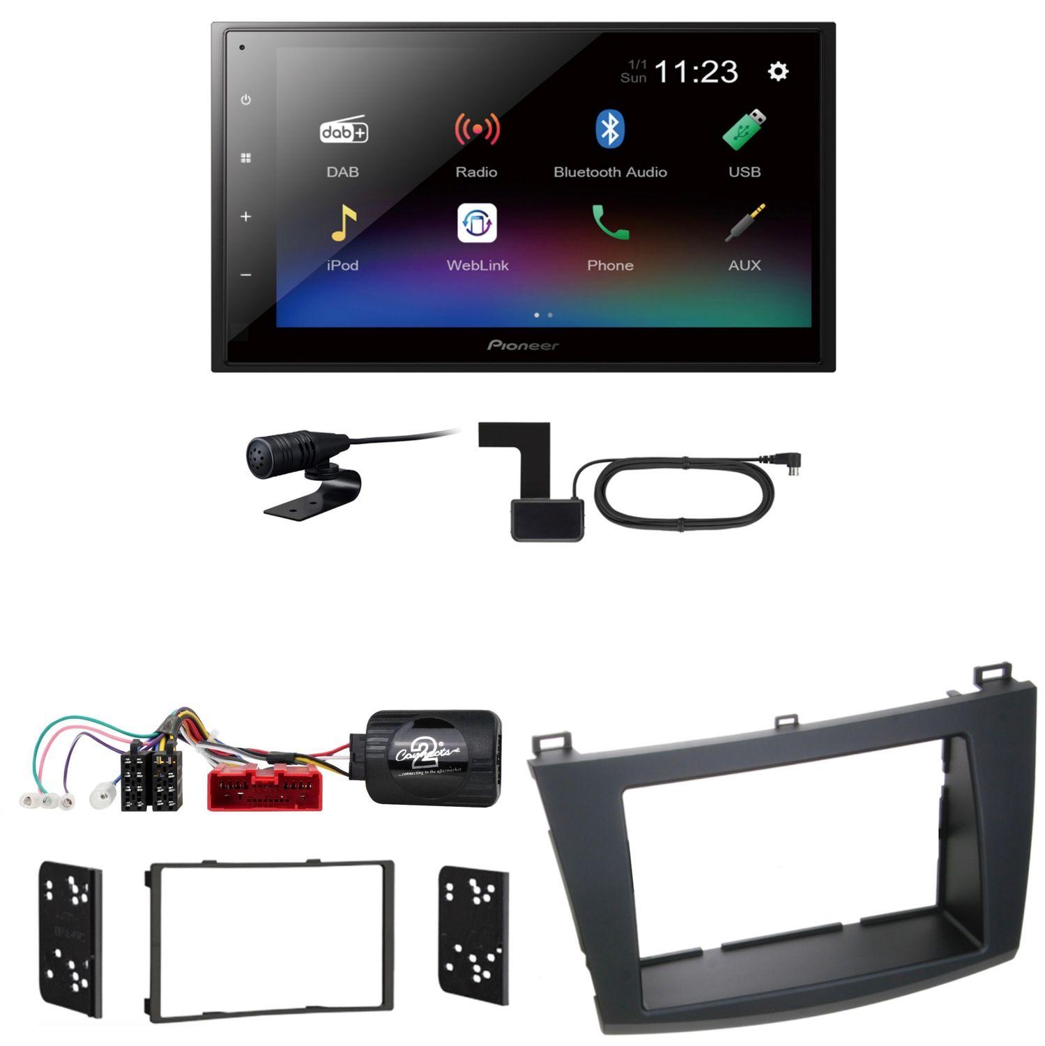 Pioneer DMH-A340DAB USB Bluetooth MP3 Bluetooth MP3 Einbauset für Mazda 3 BL