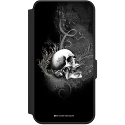 Nivocase Klapphülle für Samsung Galaxy S24 Handyhülle aus Kunst Leder NIVOflip schwarz Gothic Schädel (Samsung Galaxy S24), Smartphone Hülle, Schwarz