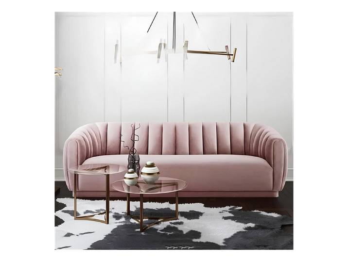 JVmoebel 3-Sitzer Elegantes Samtsofa in Rosa mit hochwertiger Polsterung, Made in Europa