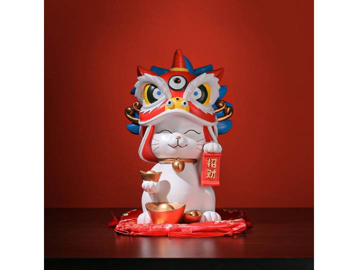 Décoration d'intérieur en résine de chat chanceux de la danse du lion de la cité interdite, cadeaux d'ouverture de magasin, pratique et richesse, culturel et créatif Gi