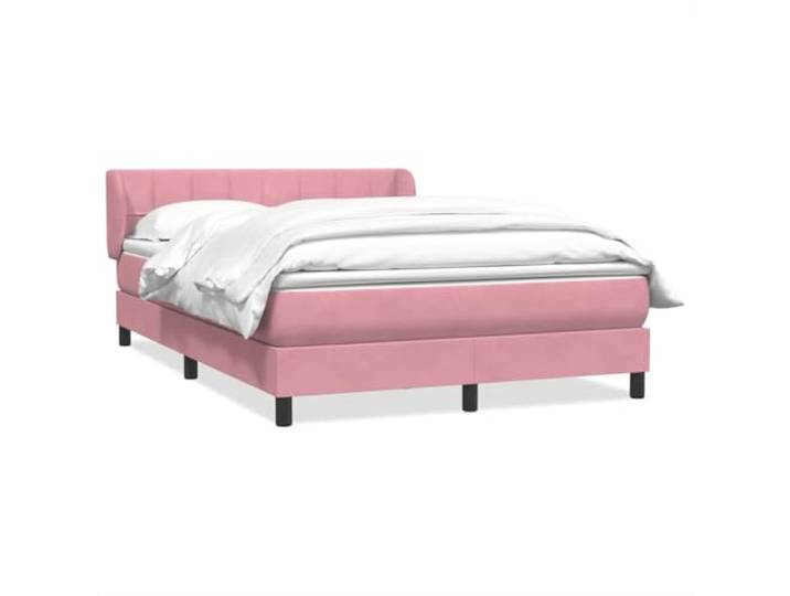 HMDNGOUT Boxspringbett Rosa 140x210 cm Samt mit Matratze, Taschenfederkernmatratze und verstellbarem Kopfteil