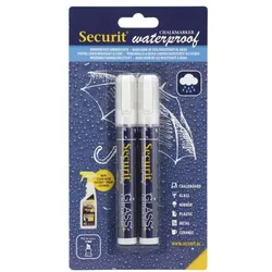 Securit 2er-Pack Kreidestifte »CHALKMARKERS Waterproof« 2-6 mm weiß weiß