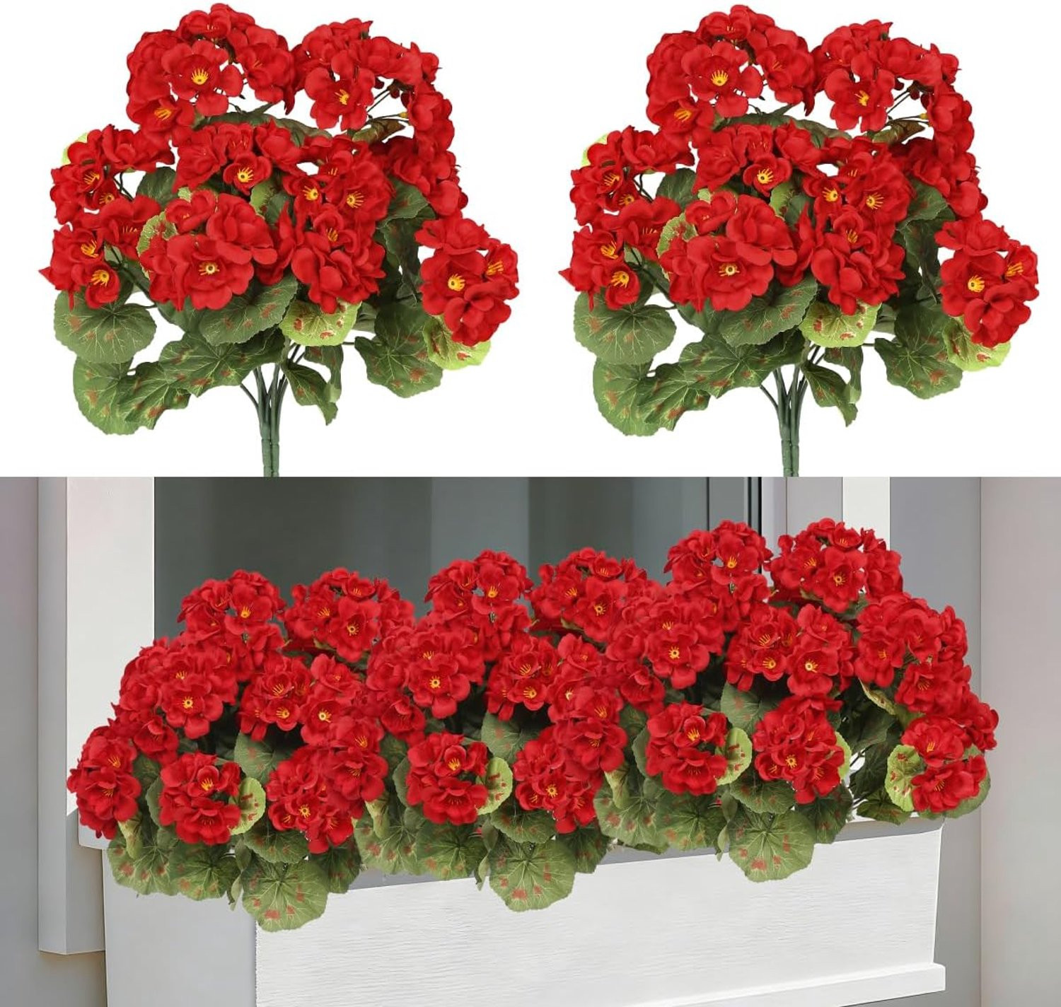 ServiceTopper Kunstmatige geraniums donkerrood 37 cm - 2 stuks