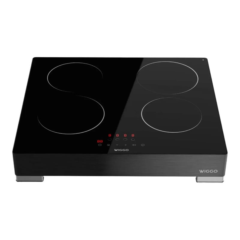 Wiggo WH EF614G(B) vrijstaand inductiefornuis met 4 kookzones en aanraakbediening, zwart glas, 60 cm