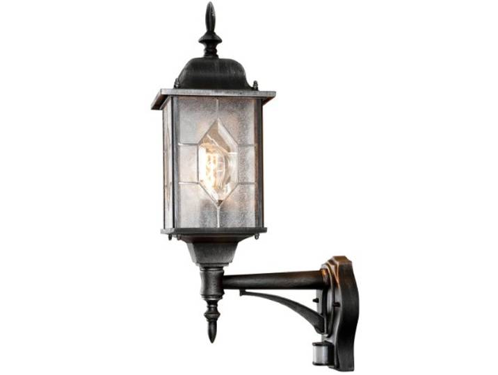 Konstsmide Milano 7268-759 Applique murale en aluminium verni avec capteur de mouvement Noir/argent 16 x 28\,5 x 53 cm 75 W IP43