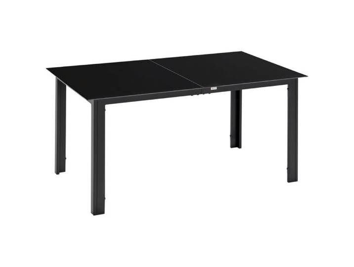 Table de jardin - Table rectangulaire 6 places - Cadre aluminium - Plateau verre trempé - Pieds réglables