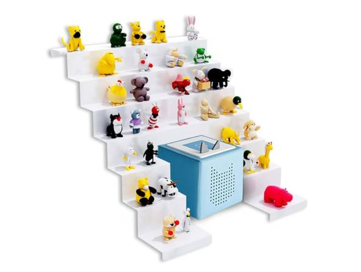 Toniebox Étagère pour Tonie appliquée à IKEA KALLAX – Organiseur de rangement magnétique pouvant contenir plus de 50 figurines et boîte de Toniebox Étagère blanche pour enfants avec maintien
