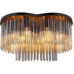 Deckenleuchte Deckenlampe Wohnzimmerlampe Metall Schwarz-matt Glasstäbe L 60 cm