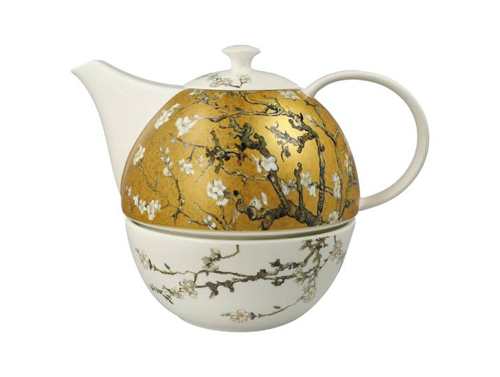 Teekanne GOEBEL Teekanne mit Stövchen Vincent van Gogh - Mandelbaum 1,2 l bunt , bunt, B:16cm H:19cm, Kannen, Teekanne, Handwäsche wird empfohlen