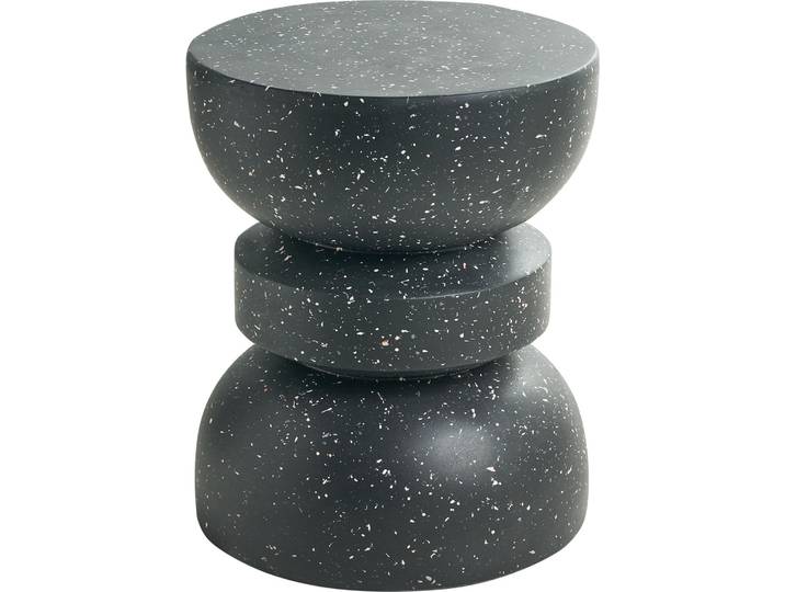 BELIANI Beistelltisch Schwarz MgO und Glasfaser Rund ⌀ 37 cm Terrazzo Optik Sanduhrform Modern Outdoor Couchtisch Wohnzimmer Ausstattung Möbel