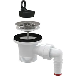 Alcadrain Ablaufventil für Waschbecken 6/4" mit einem Edelstahlgitter DN63 und einem Geräteanschluss
