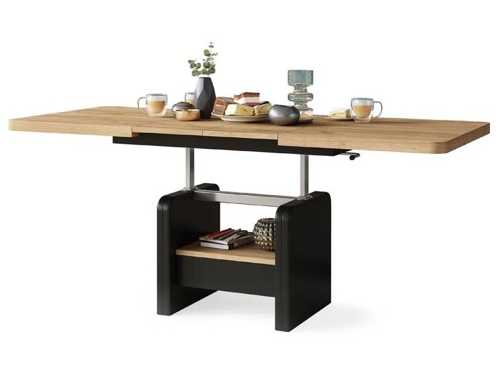 designimpex Couchtisch Design Wohnzimmertisch Lexus höhenverstellbar ausziehbar Schublade, Funktionstisch, Wohnzimmertisch, Tisch, Esstisch, Sofatisch