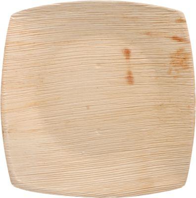 Teller Papstar QUADRATO Pure, Einweg, quadratisch, L 200 x B 200 mm, wasser- & hitzebeständig, Palmblatt, natur, 25 Stück