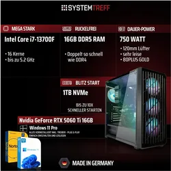 Systemtreff Gaming PC G255112 (1000 GB, 16 GB), PC, Schwarz