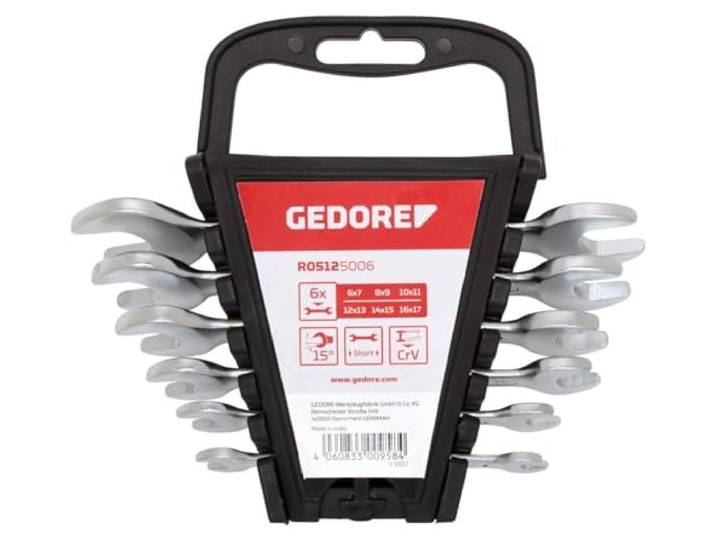 GEDORE red Dubbele steeksleutelset, set 12-delig, SW 6-32 mm, metrisch, kort, moersleutelset, R05125012