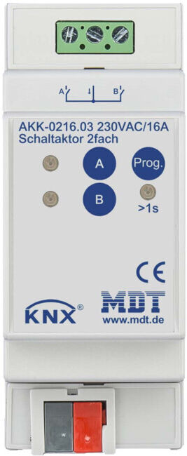 MDT technologies Actionneur de commutation 2 canaux 2U REG, 16A, 230VAC AKK-0216.03 (AKK-0216.03)