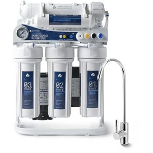 OsmoFresh Osmoseanlage Proline X3 - 750 GPD, Untertisch, weiß, für Wasseranschluss, mit Armatur & 5 Filterstufen
