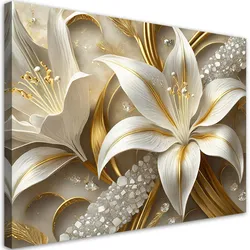 LEINWANDBILD Lilien Glamour Gold 100x70cm