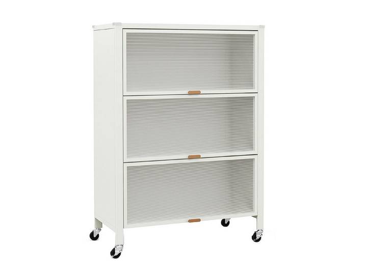 KOMFOTTEU Rollwagen 4-stufiger Küchenlagerschrank Küchenregal, mit Rollen, Klapptüren & abnehmbarer Rückwand