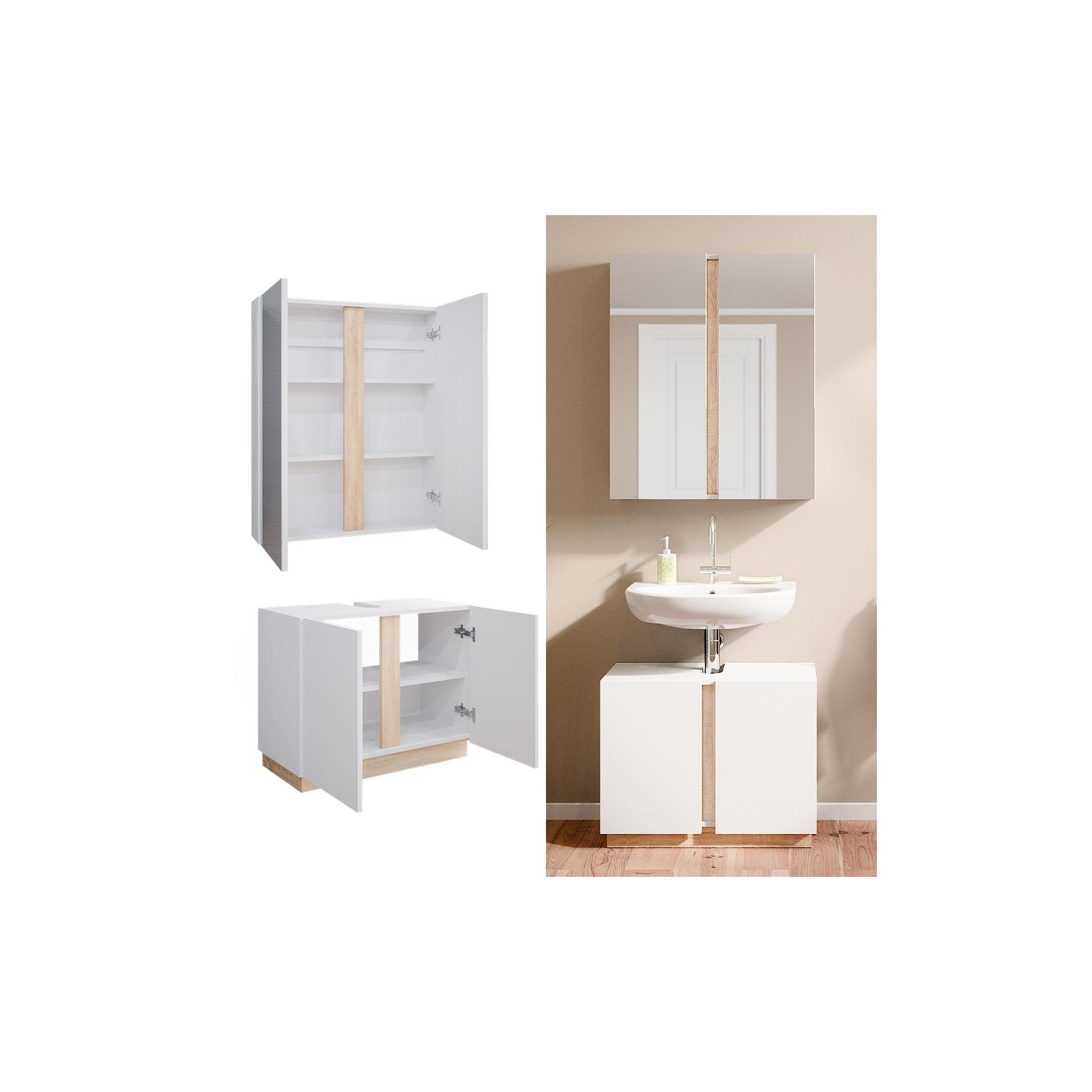 Vicco Badmöbelset Gloria Weiß Sonoma modern Badezimmer Spiegelschrank Waschtischunterschrank