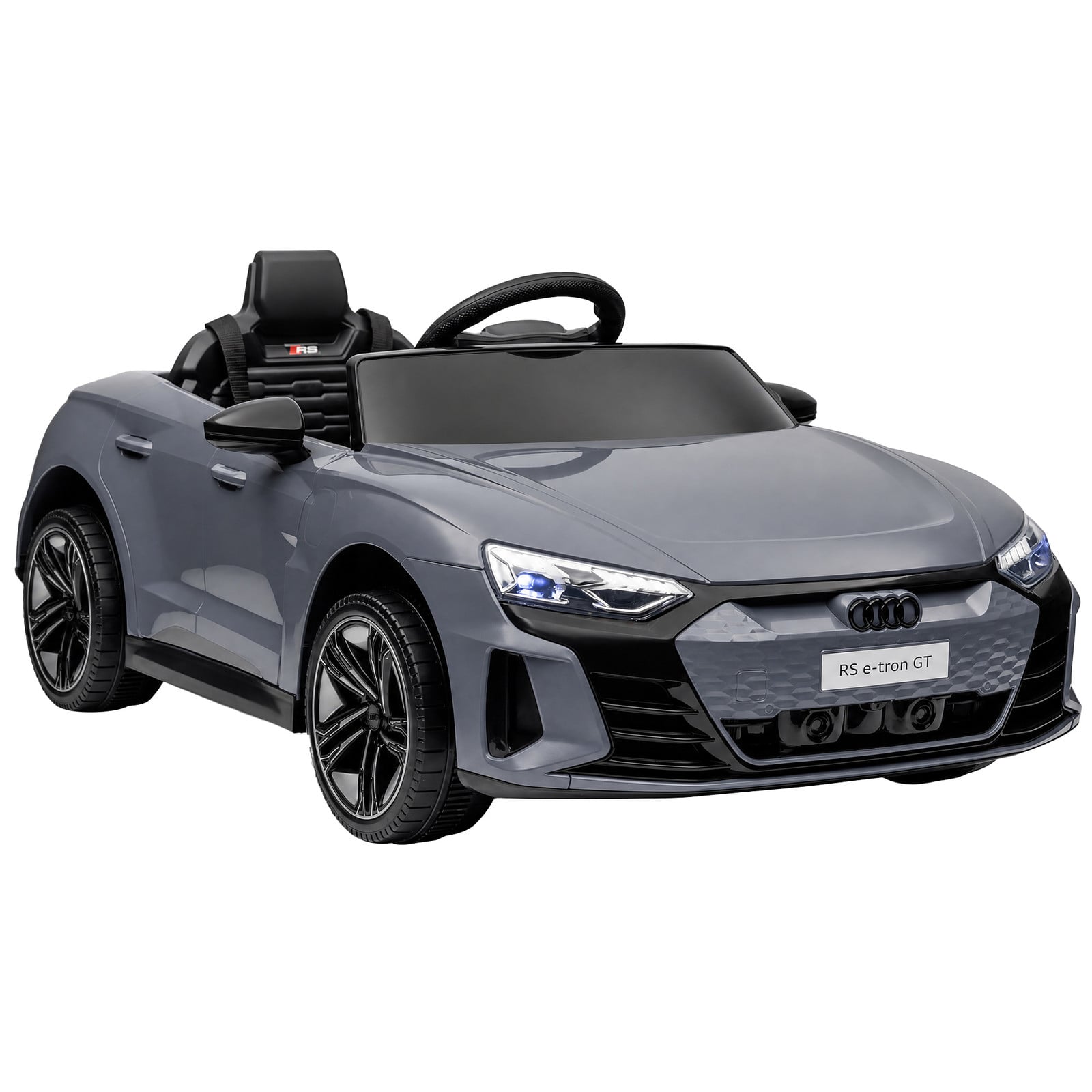 HOMCOM Elektrische kinderauto met afstandsbediening en veiligheidsriem, Grijs