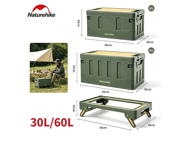 Naturehike 2023 30-60L Camping Pp boîte de rangement pliante haute capacité bricolage combinaison nourriture Fruits articles divers stockage voyage pique-nique