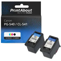 Druckerpatrone kompatibel mit Canon PG-540 / CL-541 - Schwarz + 3 Farben - Multipack