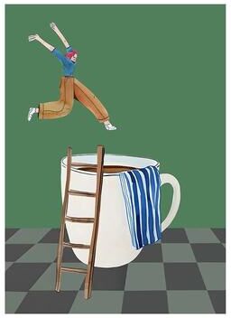 Inspired Living Coffee Diver Coffee Wall Art Canvas Print For Kitchen And Coffee Bar 7 40x50cm Unframed