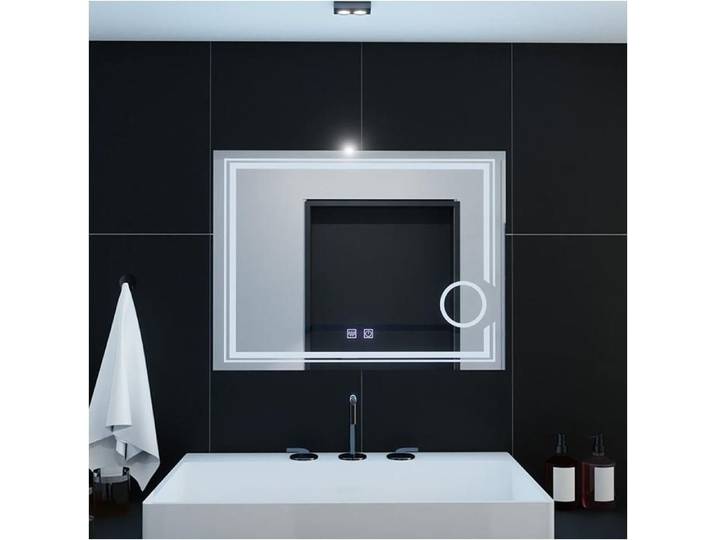 Miroir de Salle de Bain Alessandro Design Rectangulaire 80x60 Canto Touch Desembuage Gradable