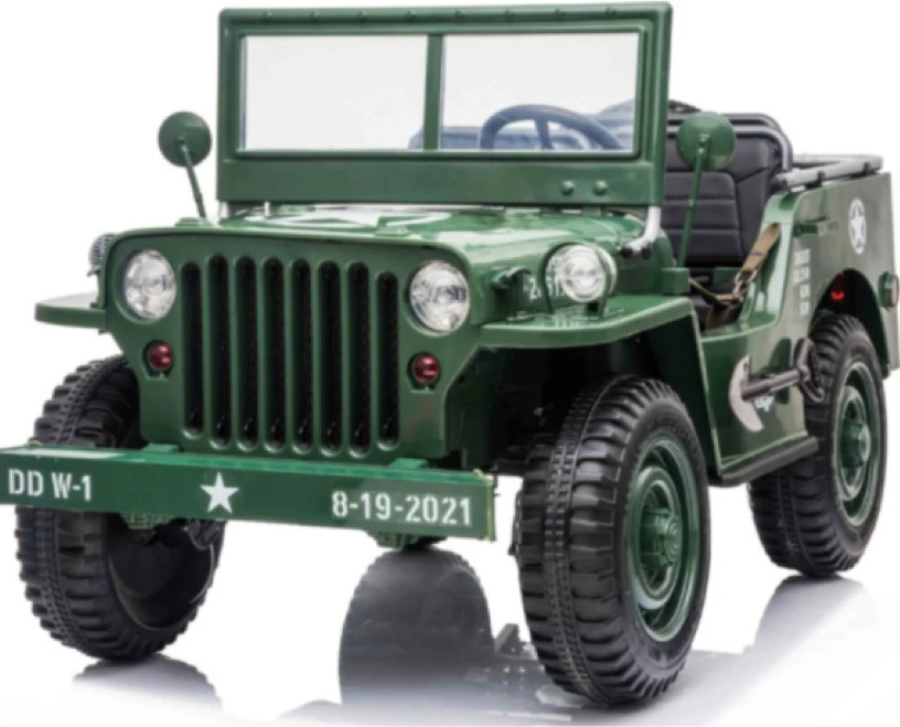 Kinder Elektroauto 2 Sitzer Jeep willy's 24V, Kinderauto mit Fernbedienung, Kinderfahrzeug, 4X4 kinder auto elektro 4x motoren 24V 120Watt (Grün)