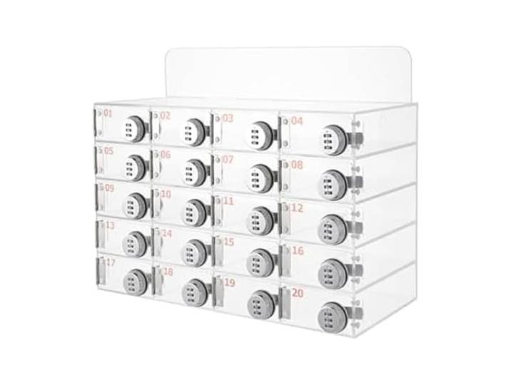 Dtyubfg Handy-Schließfach, Acryl Handy Aufbewahrungsspind - Transparent,mit Türschlössern und Schlüsseln, Wandmontierter Schrank, Taschenbüro, Klassenzimmer, Fitnessstudio, Box