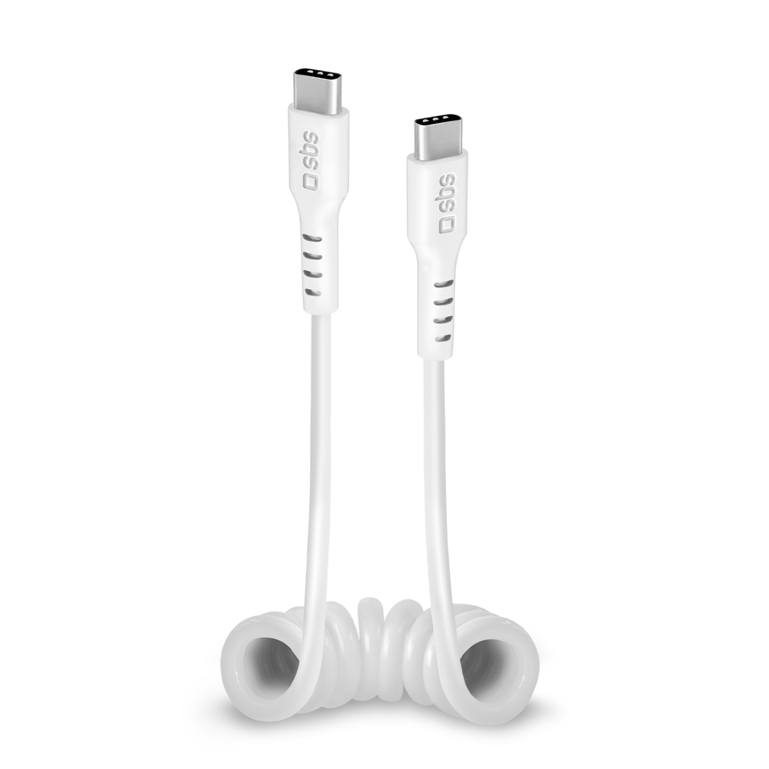 SBS USB-C - USB-C-Kabel 17cm bis 1m TECABLETYPCCS1W spiralförmig, weiss