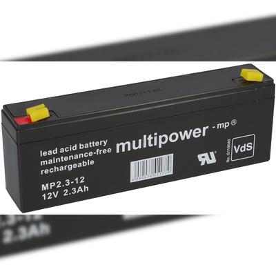 Multipower MP2,3-12 AGM Bleiakku 12V 2,3Ah Faston 4,8 mm für Alarmanlage, Notbeleuchtung & Sicherheitstechnik