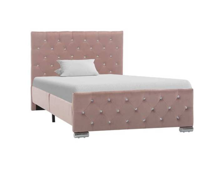 Soldes Flottants Lit simple 100x200cm Structure de lit classique sans matelas Rose Velours 100x200cm