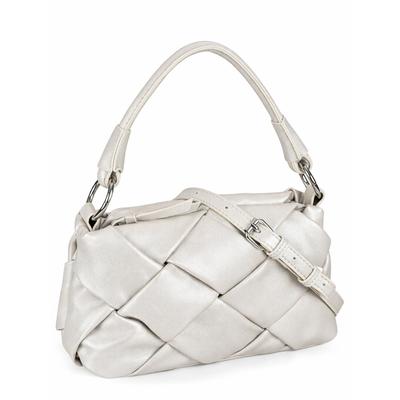 Schultertasche "Giorgia", Damen, Gr. B/H/T: 25cm x 15cm x 10cm onesize, beige (creme), Polyurethan (PU), COLLEZIONE ALESSANDRO, Taschen Schultertasche, Elegante Flechttasche mit Trageriemen
