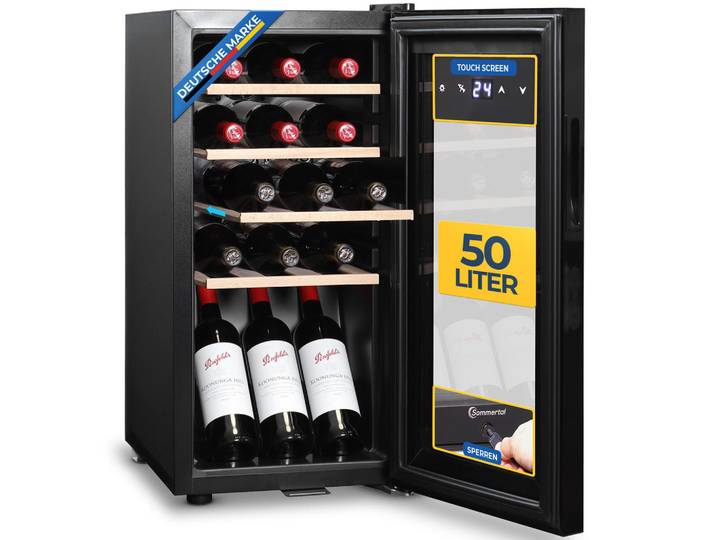 Sommertal Weinkühlschrank WK 50, Schwarz, Metall, 69 cm, Barzubehör & Weinzubehör, Barzubehör