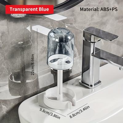 Inspire Daily Merch Multifunctional Plastic Toothbrush And Toothpaste Holder Set With Dustproof Cover And Water Drainage For Home Use blue