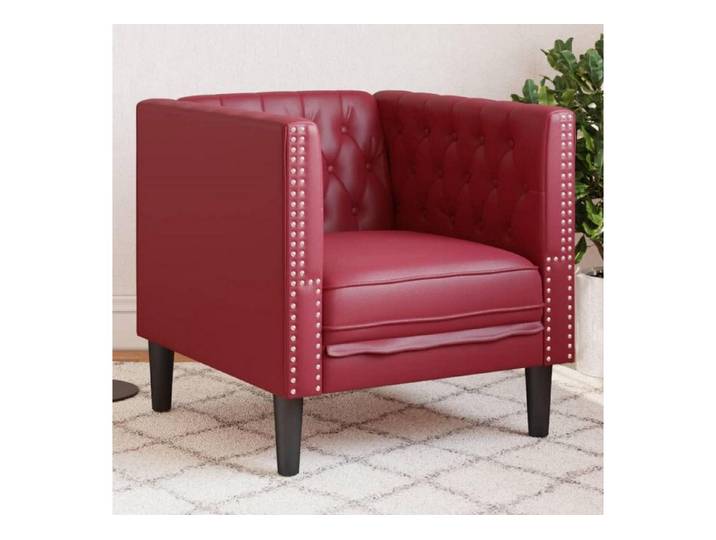 LuxusKollektion Chesterfield-Sofa Sofa Chesterfield Polstersofa Sessel Kunstleder Wein Wein 1-Sitzer