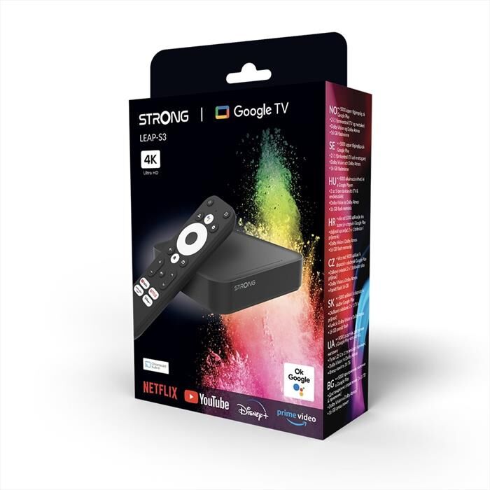 STRONG Adnroid Tv Box 9.0 Netflix Comandi Vocali Leap-s3-nero